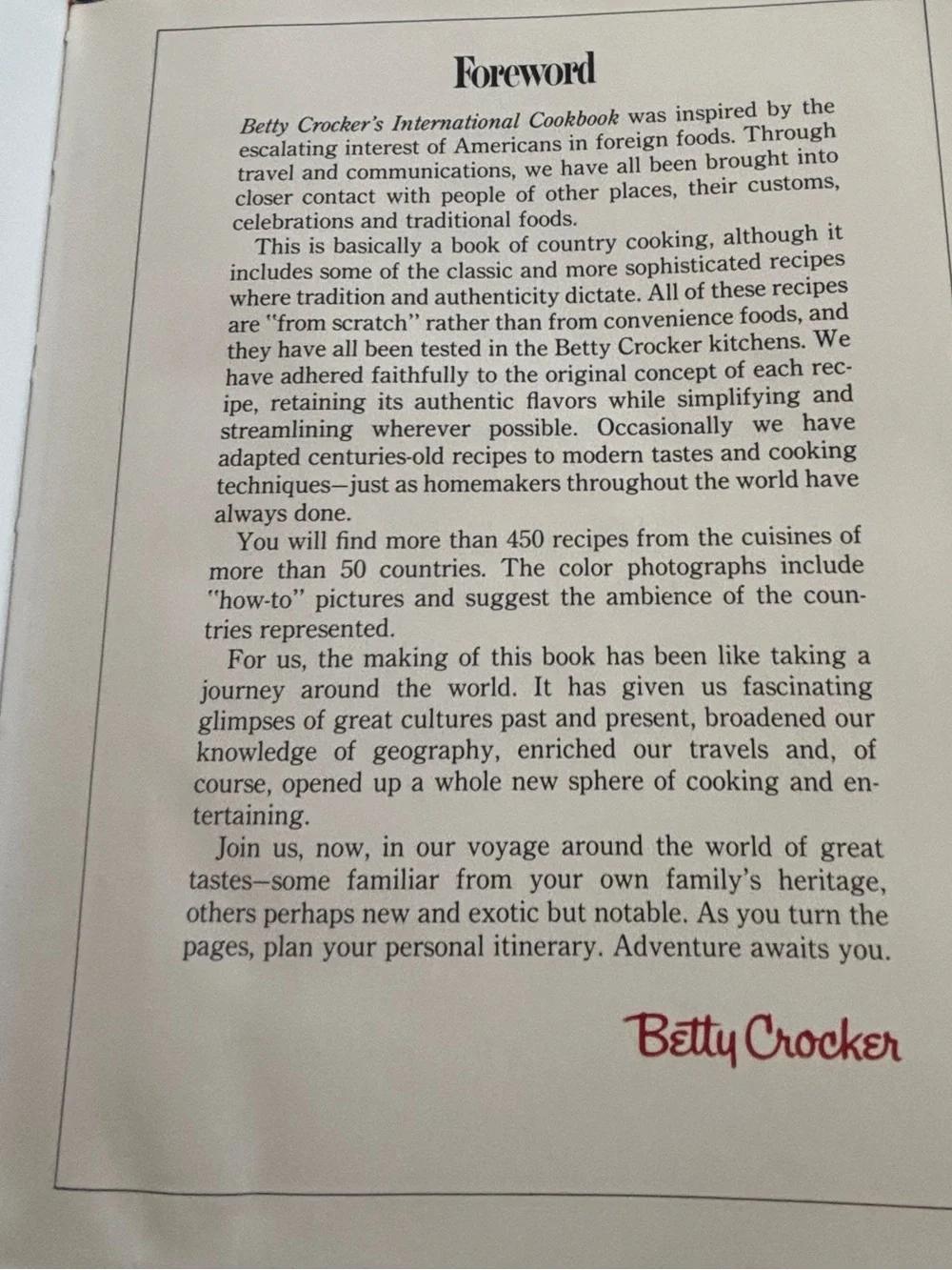 Betty Crocker International Cookbook Hardcover 1980 First Edition USA 372 Pages